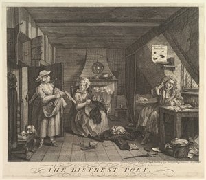 The Distrest Poet, 15. desember 1740. av William Hogarth