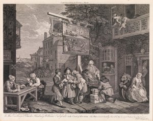 Valget, plate 2: «Stemmesanking» av William Hogarth