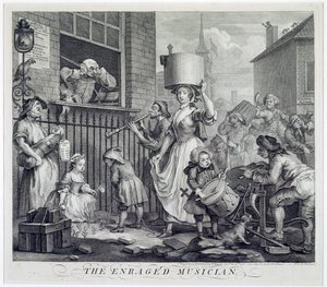 Den rasende musikeren, 1741 av William Hogarth