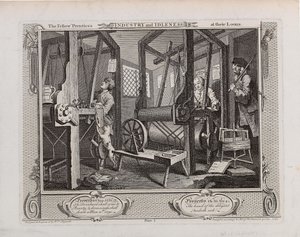 The Fellow 'Prentices at their Looms. Serien Industri og lediggang, 1747. av William Hogarth