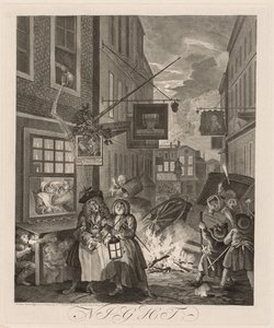 De fire tidene på dagen: Natt av William Hogarth