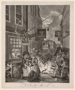 De fire tidene på dagen: Natt av William Hogarth