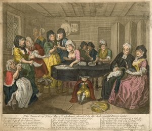 The Funeral of Poor Mary Hackabout, deltatt av søsterskapet til Drury Lane av William Hogarth