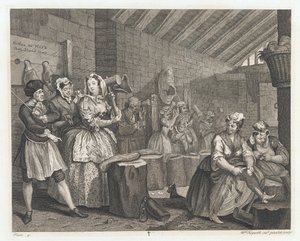 The Harlot Lodged in Bridewell, designet 1732, trykt 1744 (Etsing og gravering) av William Hogarth