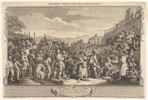 The Idle Prentice Executed at Tyburn: Industry and Idleness, plate 11, 30. september 1747. av William Hogarth