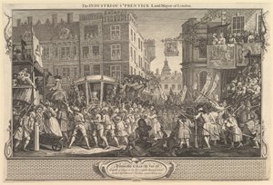 The Industrious Prentice Lord Mayor of London: Industry and Idleness, plate..., 30. september 1747. av William Hogarth