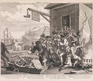 Invasjonen, plansje 1: «Frankrike» av William Hogarth