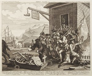 Invasjonen, plansje 1: Frankrike av William Hogarth