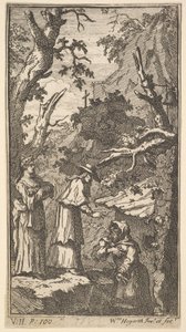 The New Metamorphosis, Plate 7: The Cardinal, a Eremit and Donna Angela Holding Fantasio, 1724. av William Hogarth