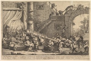Straffen påført Lemuel Gulliver, desember 1726. av William Hogarth