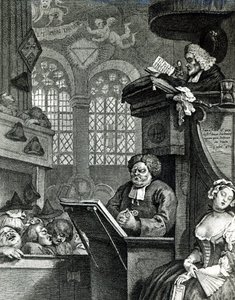Den sovende menighet, 1736 av William Hogarth
