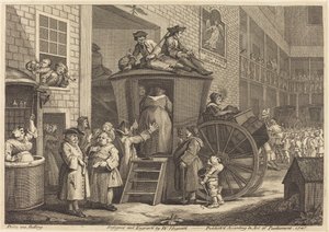 Stage-coachen, eller Country Inn Yard av William Hogarth