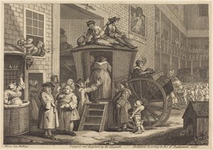 Diligencen, eller gårdsplassen ved landeveiskroen av William Hogarth
