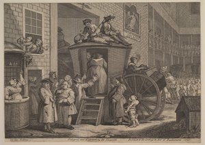 The Stage Coach, eller The Country Inn Yard, 1747. av William Hogarth