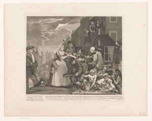 Tom Rakewell reddet fra arrestasjonen av Sarah Young Progress of a libertine (serietittel) The Rake