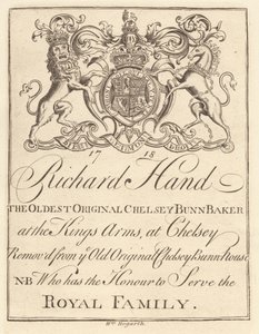 Handelsblad for: Richard Hand, den eldste originale Chelsey Bunn Baker ved King's Arms Chelsey av William Hogarth