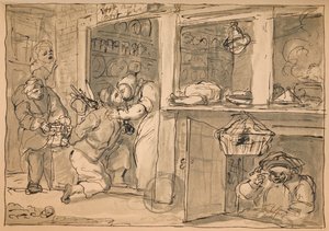 Ubrukt tegning for industri og lediggang, 1747. av William Hogarth
