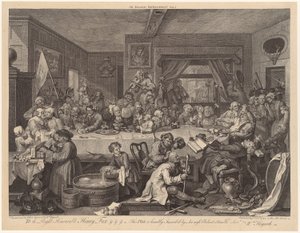 Valgbankett, blad 1 i serien «Valgene» av William Hogarth