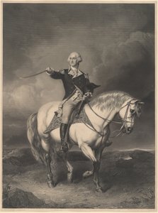 George Washington til hest av William Holl II after John Faed