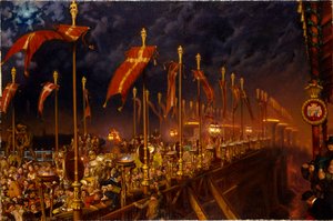 London Bridge på natten for ekteskapet til prinsen og prinsessen av Wales, 1863 av William Holman Hunt