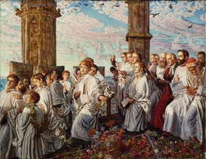 Mai morgen på Magdalen College, Oxford, eldgamle årlige seremonier av William Holman Hunt