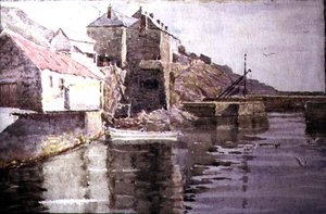 Havneinngang, Polperro (akvarell på papir)