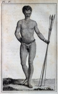 Khoikhoi-mannen (Hottentot), fra Travels of Le Vaillant inn i de indre delene av Afrika via Kapp det gode håp, i årene 1783 av William Home Lizars