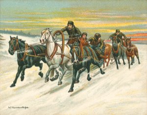 Races historiske og moderne, russiske sledeløp (chromolitho)
