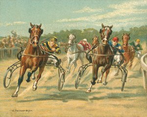 Historiske og moderne løp, trav- og tempoløp (chromolitho)
