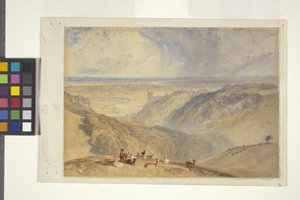 Arundel On The River Arun, etter JMW Turner (akvarell og gouache på off-white papir) av William II Ward