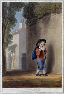 Skolegutten - i "" The 7 Ages of Man "" av Shakespeare, ill. av W. Bromley, London