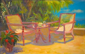 Karibisk terrasse (olje om bord) av William Ireland