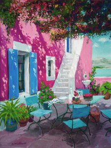 Varm rosa terrasse (olje om bord) av William Ireland