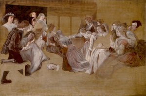 Martyrdødens aften (olje på lerret) av William James (attr. to) Grant