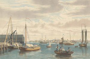 Boston: Fra Ship House West End of the Navy Yard, publisert 1833. av William James Bennett