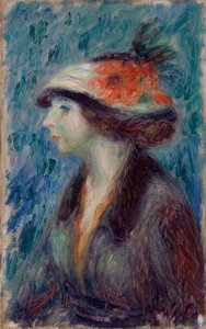 Jente med blomstret hatt av William James Glackens
