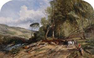 Hauling Timber (olje på lerret) av William James Muller
