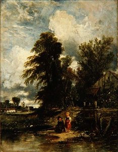 Millpond med barn fiske av William James Muller