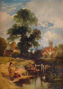 Elvescene med barn The Young Anglers, 1843 av William James Muller