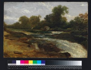 Elvelandskap med en sportsfisker, 1842