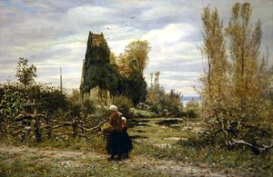 A Path by a Ruin (olje på lerret)
