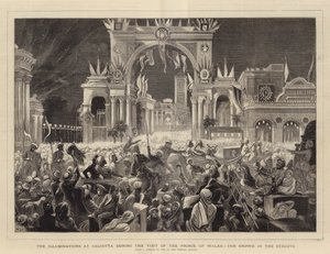The Illuminations at Calcutta under besøket til Prince of Wales, the Crowd in the Streets