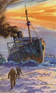 Russisk isbryter på jobb (farge litho) av William John Patton McDowell