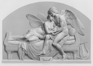 Cupid og Psyche, fra statuen av J Gibson, RA i Collection of the Queen (gravering)
