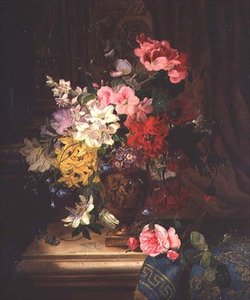 Et stilleben av blomster