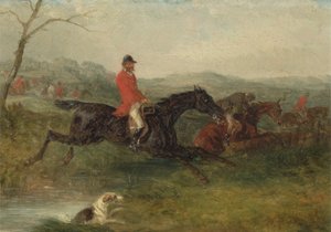 Revejakt: Rydding av en bekk (olje på kvernbrett)