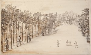 Chiswick, første design for Exedra (penn og blekk og vask på papir)