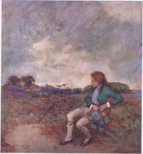 Her mens jeg tar mine ensomme runder, midt i dine floketurer og ødelagte grunner (farge litho) av William Lee Hankey