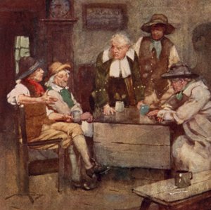 Illustrasjon for The Deserted Village av Oliver Goldsmith (farge litho) av William Lee Hankey