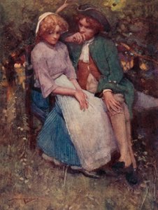 Illustrasjon for The Deserted Village av Oliver Goldsmith (farge litho) av William Lee Hankey